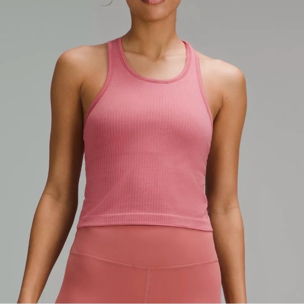 Lululemon Ebb To Street Racerback Tank Top Pink Cropped